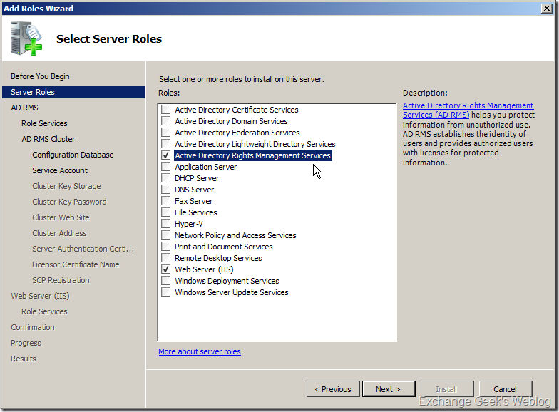 Add roles. ОС Microsoft Server 2010. Windows 2008 r2. RMS сервер. Окне add roles Wizard.